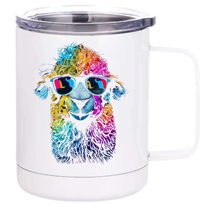 Lama Colorful Cool Alpaca Alpacalover Front & Back 12oz Stainless Steel Tumbler Cup