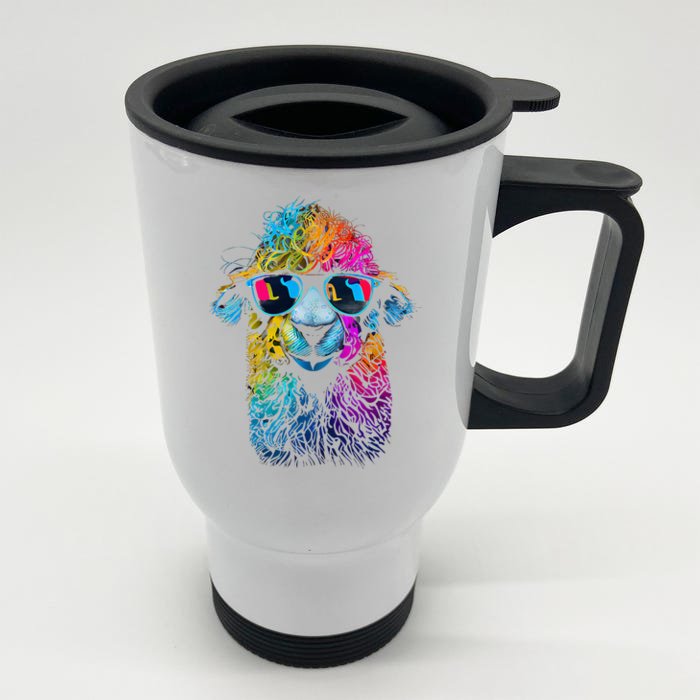 Lama Colorful Cool Alpaca Alpacalover Front & Back Stainless Steel Travel Mug