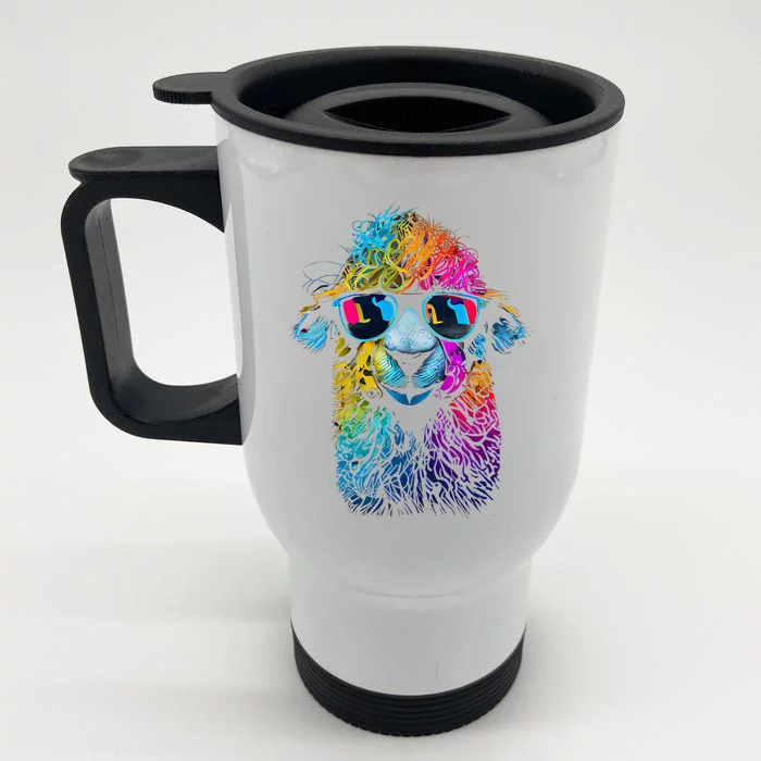 Lama Colorful Cool Alpaca Alpacalover Front & Back Stainless Steel Travel Mug