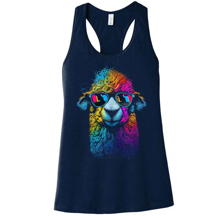 Lama Colorful Cool Alpaca Alpacalover Women's Racerback Tank