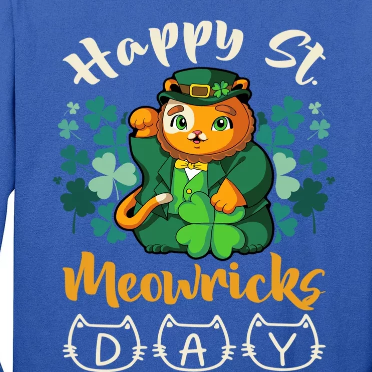 Leprechaun Cat Costume For St Patricks Day Gift Tall Long Sleeve T-Shirt