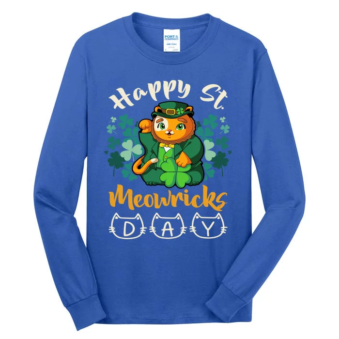 Leprechaun Cat Costume For St Patricks Day Gift Tall Long Sleeve T-Shirt