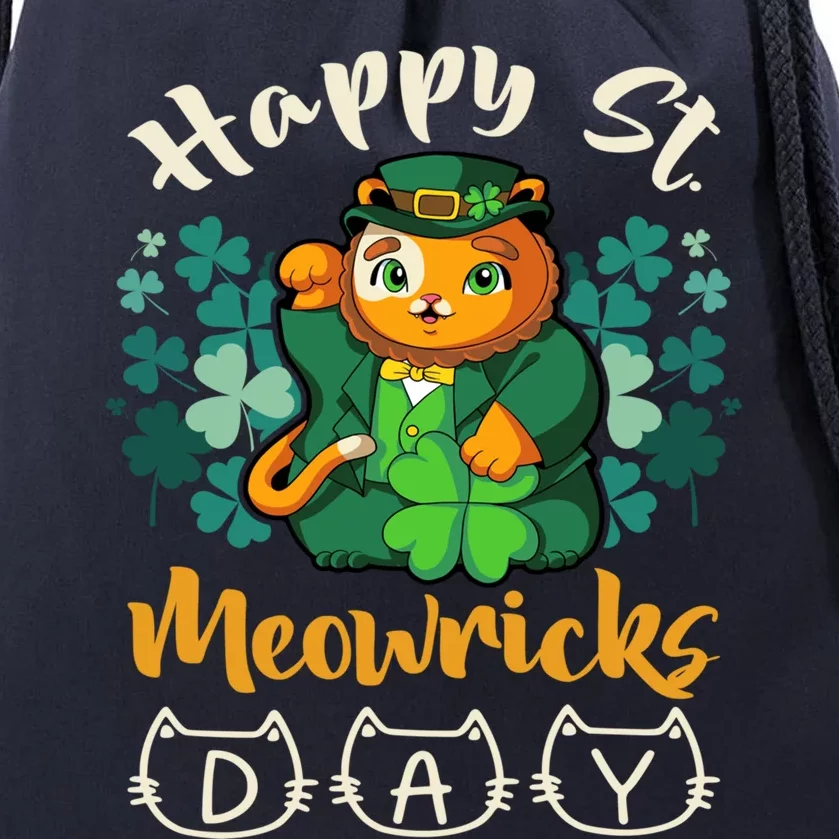 Leprechaun Cat Costume For St Patricks Day Gift Drawstring Bag