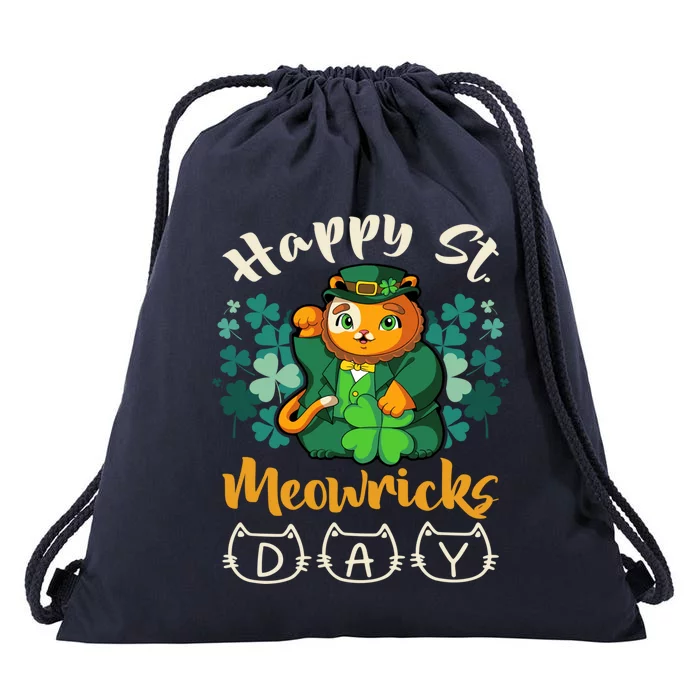 Leprechaun Cat Costume For St Patricks Day Gift Drawstring Bag