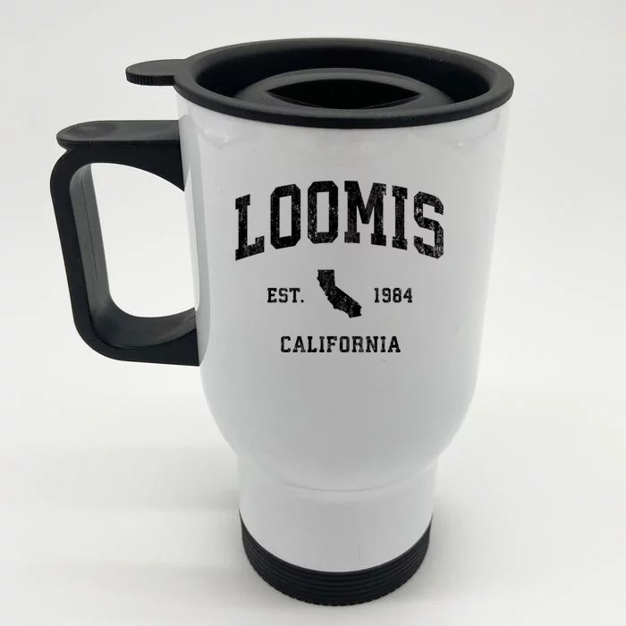 Loomis California Ca Vintage Athletic Front & Back Stainless Steel Travel Mug