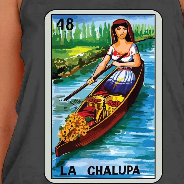 La Chalupa Card Mexican Lottery Card Women's Knotted Racerback Tank