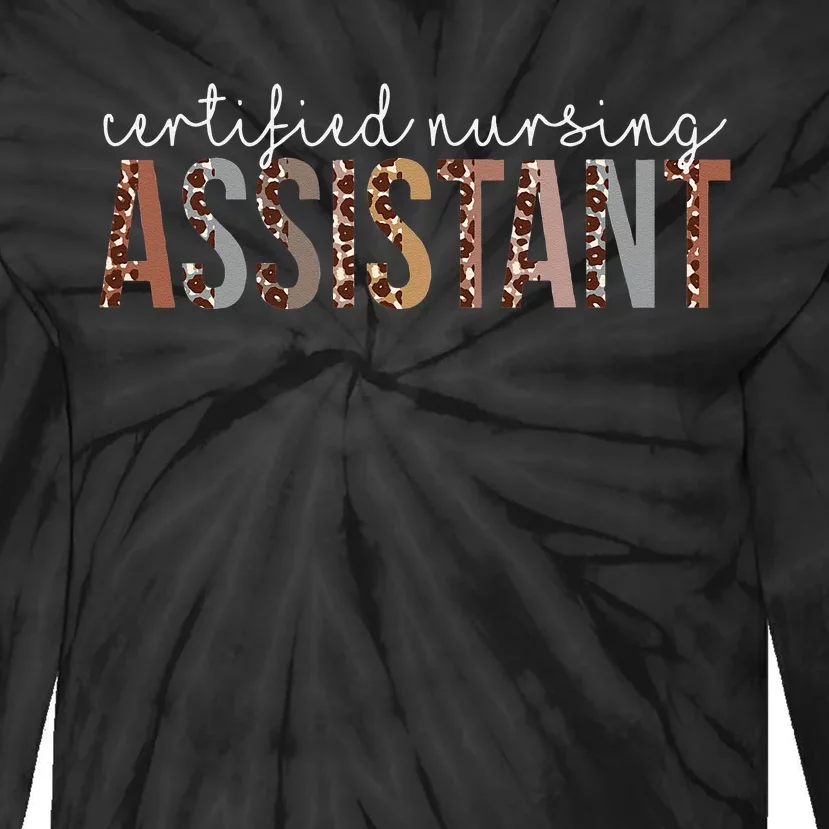 Leopard CNA Certified Nursing Assistant Healthcare Workers Tie-Dye Long Sleeve Shirt