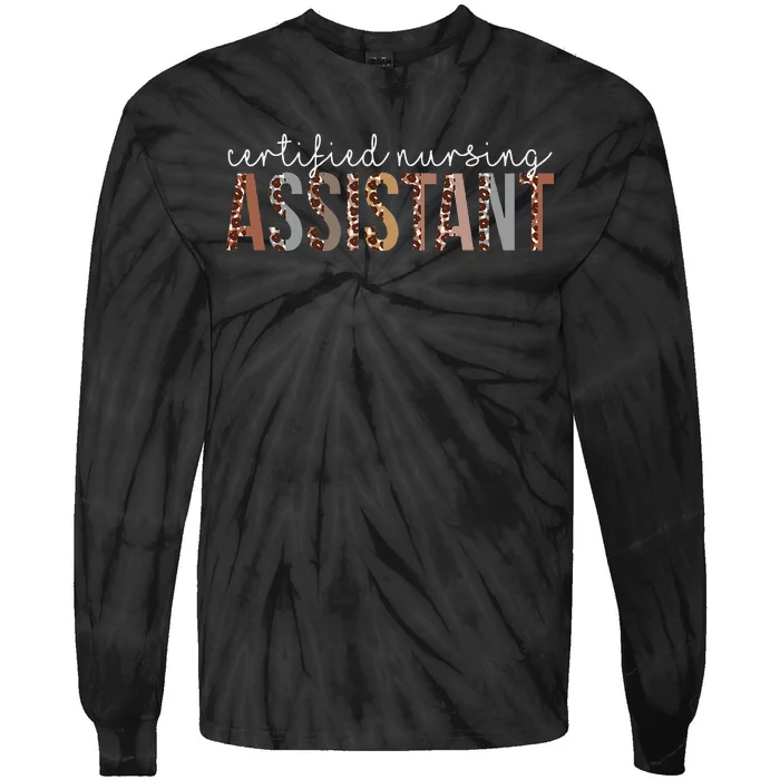 Leopard CNA Certified Nursing Assistant Healthcare Workers Tie-Dye Long Sleeve Shirt