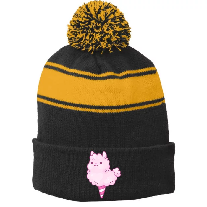 Llama Cotton Candy Stripe Pom Pom Beanie