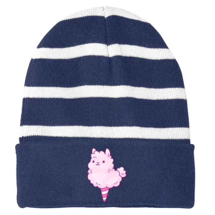 Llama Cotton Candy Striped Beanie with Solid Band