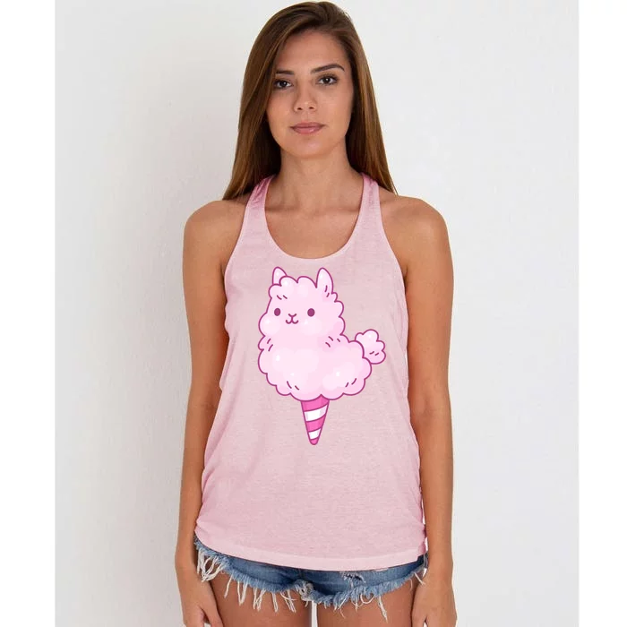 Llama Cotton Candy Women's Knotted Racerback Tank