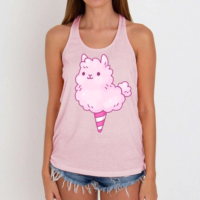 Llama Cotton Candy Women's Knotted Racerback Tank