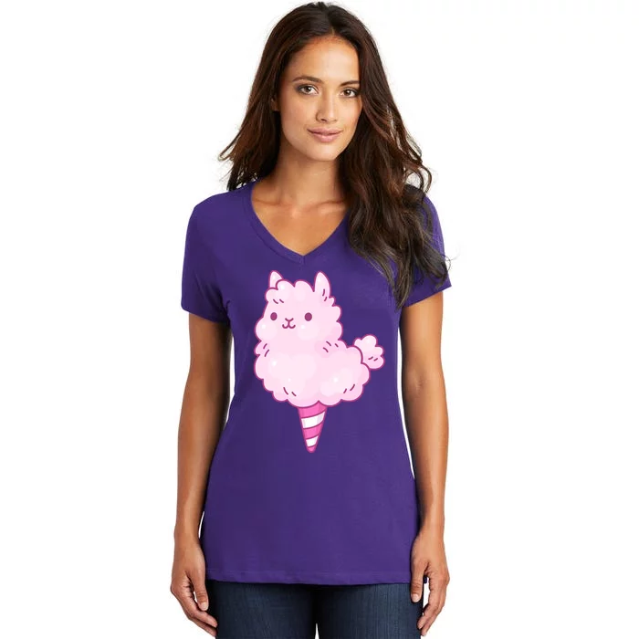 Llama Cotton Candy Women's V-Neck T-Shirt