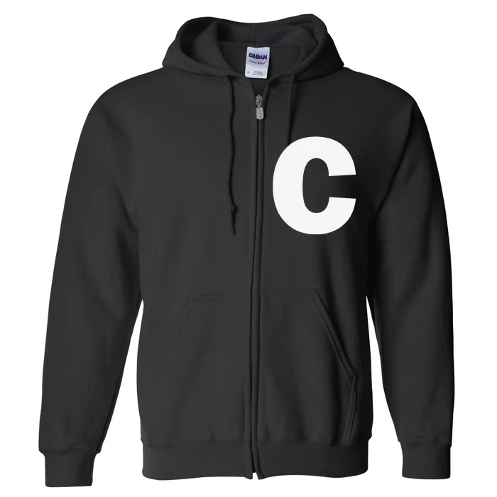 Letter C Capital Alphabet Monogram Initial Full Zip Hoodie