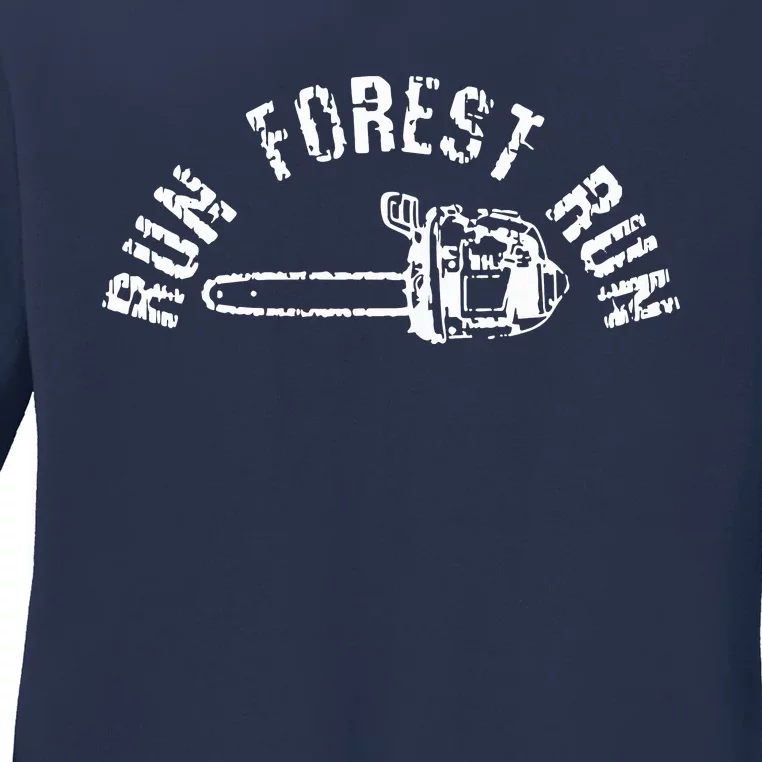 LumberJack Chainsaw Chop Wood Gift Ladies Long Sleeve Shirt