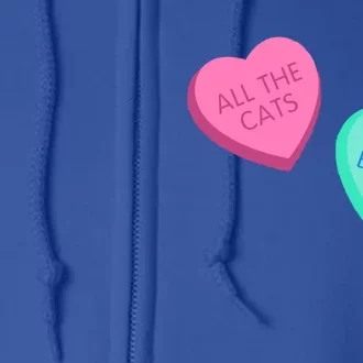 Love Cats Conversation Hearts Funny Design And Gift Full Zip Hoodie