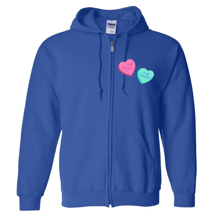 Love Cats Conversation Hearts Funny Design And Gift Full Zip Hoodie