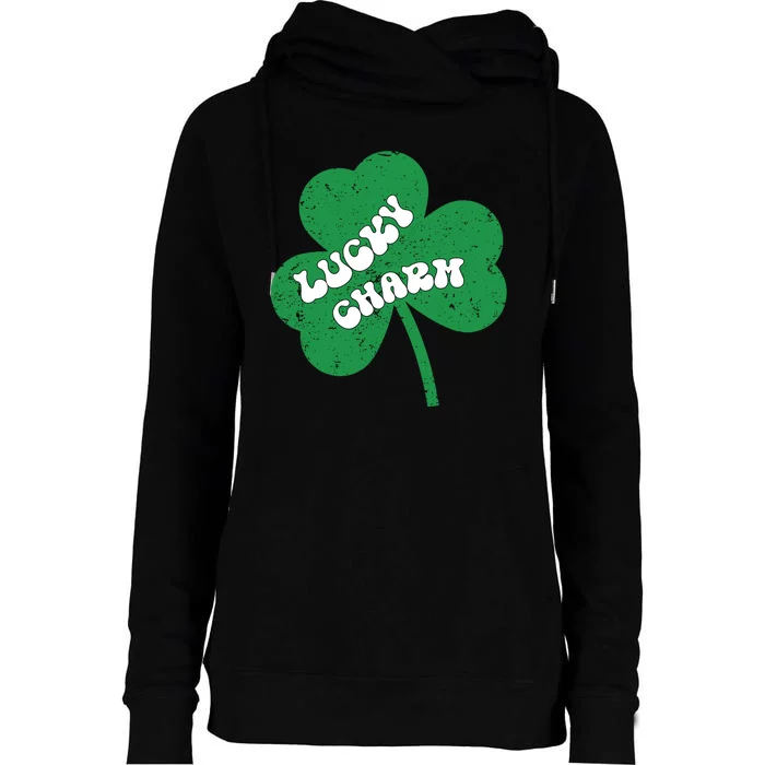 Lucky Clover Distressed Womens Funnel Neck Pullover Hood