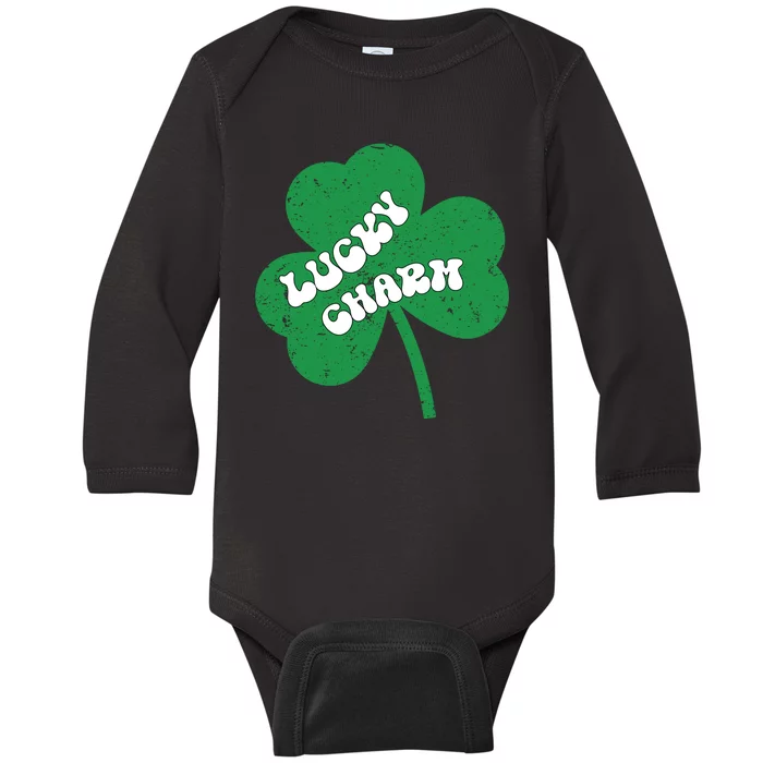 Lucky Clover Distressed Baby Long Sleeve Bodysuit