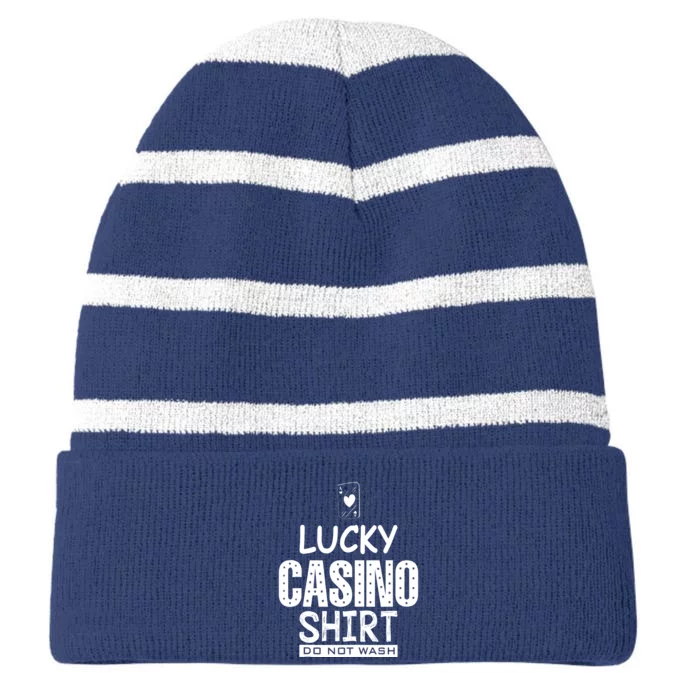 Lucky Casino Do Not Wash Poker Casino Gambling Striped Beanie with Solid Band