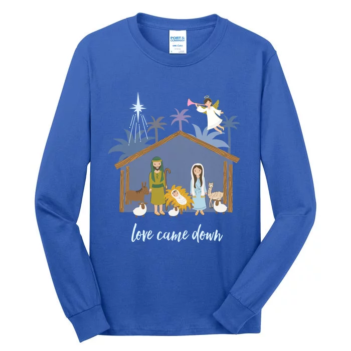 Love Came Down Christian Christmas Nativity Ger Jesus Cool Gift Tall Long Sleeve T-Shirt