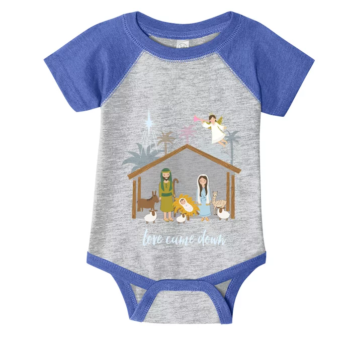 Love Came Down Christian Christmas Nativity Ger Jesus Cool Gift Infant Baby Jersey Bodysuit