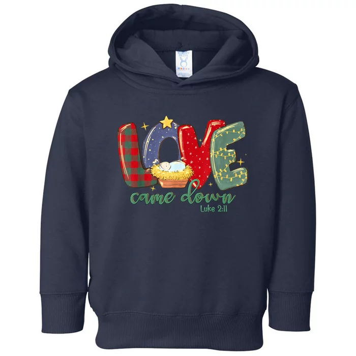 Love Came Down Luke 2:11 Merry Christmas Baby Jesus Toddler Hoodie