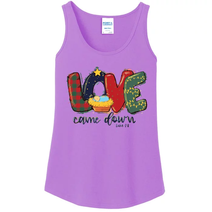 Love Came Down Luke 211 Baby Jesus Christmas Christian Ladies Essential Tank