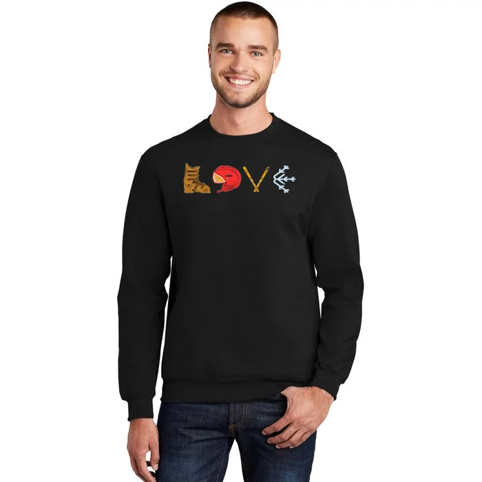 LOVE Cute Downhill Snow Skiing Winter Sports Alpine Ski Tall Sweatshirt