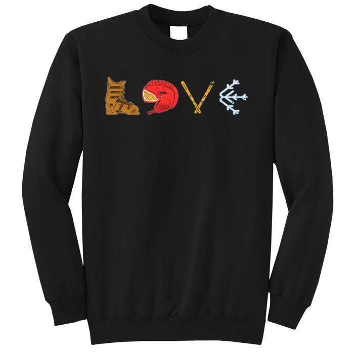 LOVE Cute Downhill Snow Skiing Winter Sports Alpine Ski Tall Sweatshirt