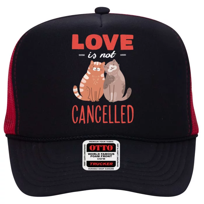 Love Cat Design Great Gift Love Is Not Cancelled Meaningful Gift High Crown Mesh Trucker Hat