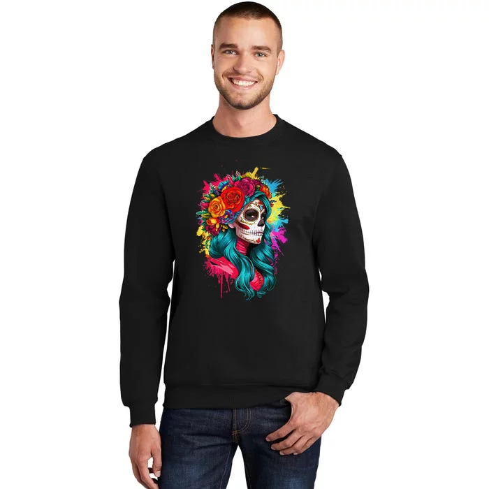 La CatrinaS Dia De Los Muertos Tribute Tall Sweatshirt