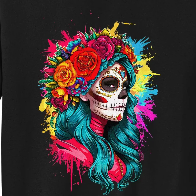 La CatrinaS Dia De Los Muertos Tribute Tall Sweatshirt