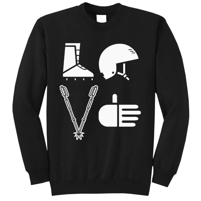 LOVE Cute Downhill Snow Skiing Winter Sports Alpine Ski Sweatshirt