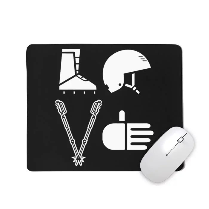 LOVE Cute Downhill Snow Skiing Winter Sports Alpine Ski Mousepad