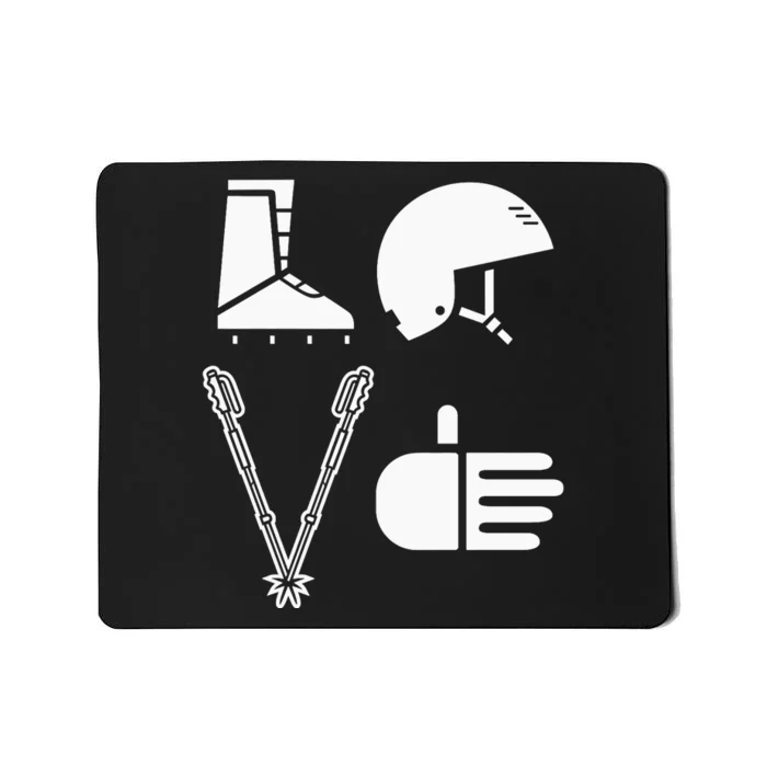 LOVE Cute Downhill Snow Skiing Winter Sports Alpine Ski Mousepad