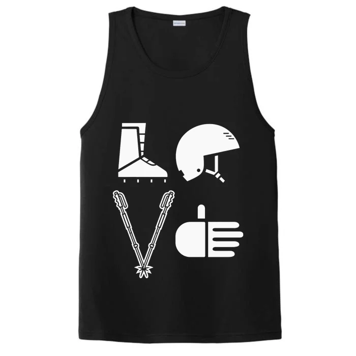 LOVE Cute Downhill Snow Skiing Winter Sports Alpine Ski Performance Tank