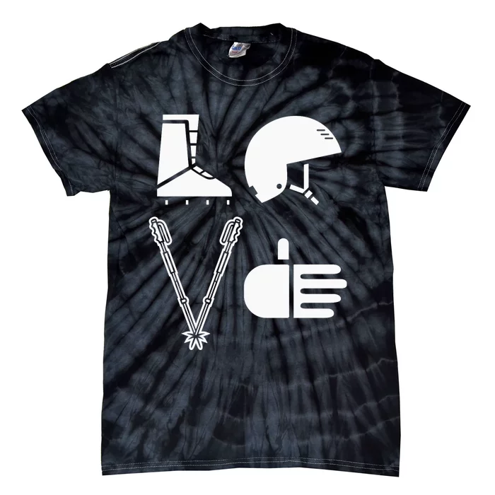 LOVE Cute Downhill Snow Skiing Winter Sports Alpine Ski Tie-Dye T-Shirt