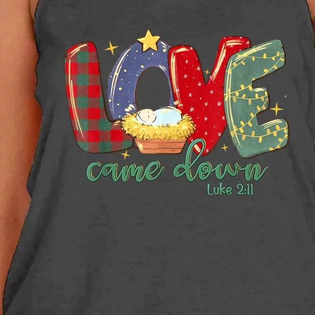 Love Came Down Luke 211 Merry Christmas Baby Jesus Women's Knotted Racerback Tank