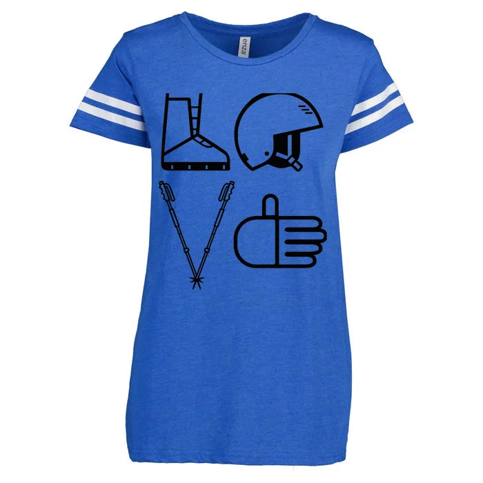 LOVE Cute Downhill Snow Skiing Winter Sports Alpine Ski Enza Ladies Jersey Football T-Shirt