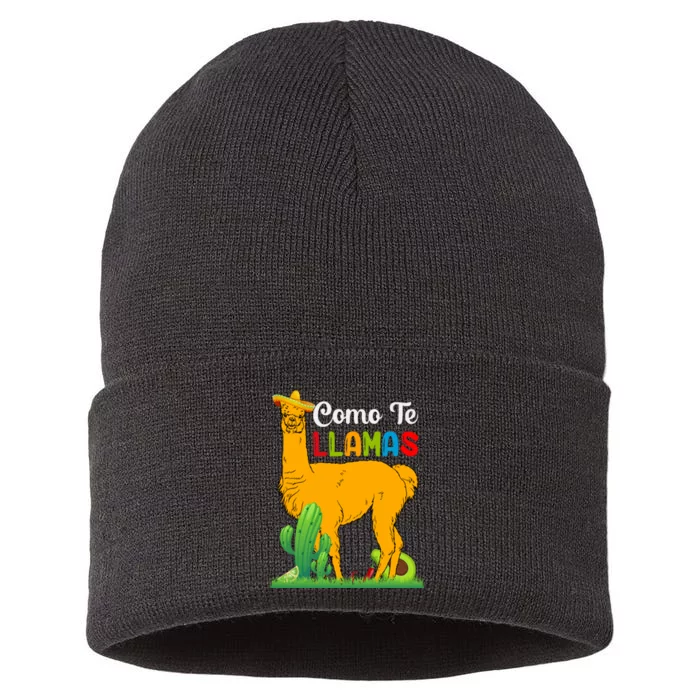 Llama Cinco De Mayo T Sustainable Knit Beanie