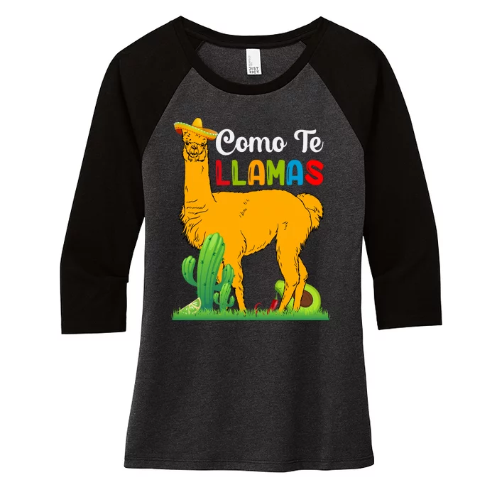 Llama Cinco De Mayo T Women's Tri-Blend 3/4-Sleeve Raglan Shirt