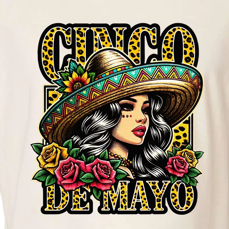 Leopard Cinco De Mayo Girl Mexican Fiesta 5 De Mayo Garment-Dyed Women's Muscle Tee