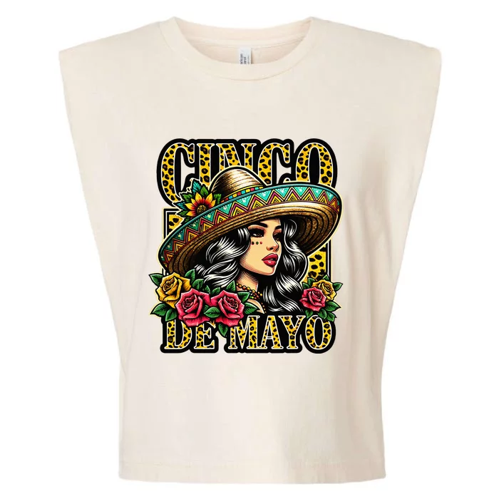 Leopard Cinco De Mayo Girl Mexican Fiesta 5 De Mayo Garment-Dyed Women's Muscle Tee