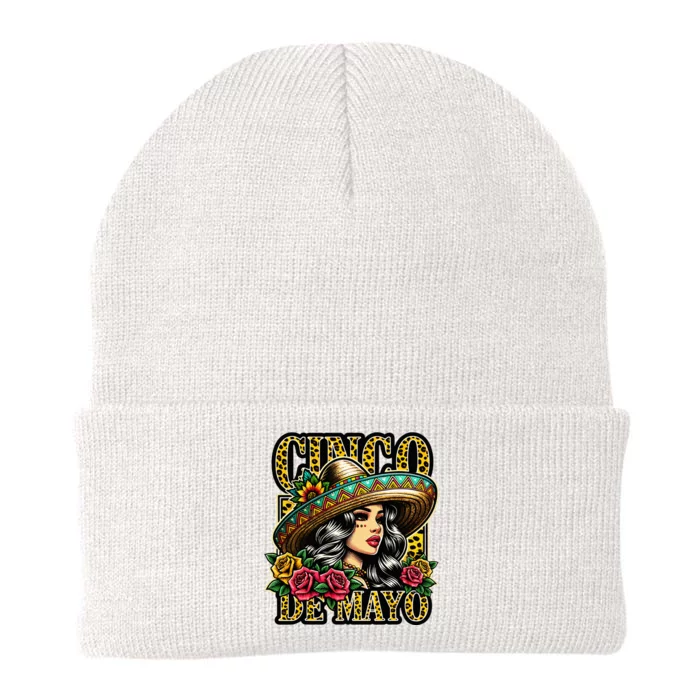 Leopard Cinco De Mayo Girl Mexican Fiesta 5 De Mayo Knit Cap Winter Beanie