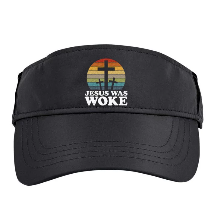 Liberal Christian Democrat Jesus Was Woke Adult Drive Performance Visor