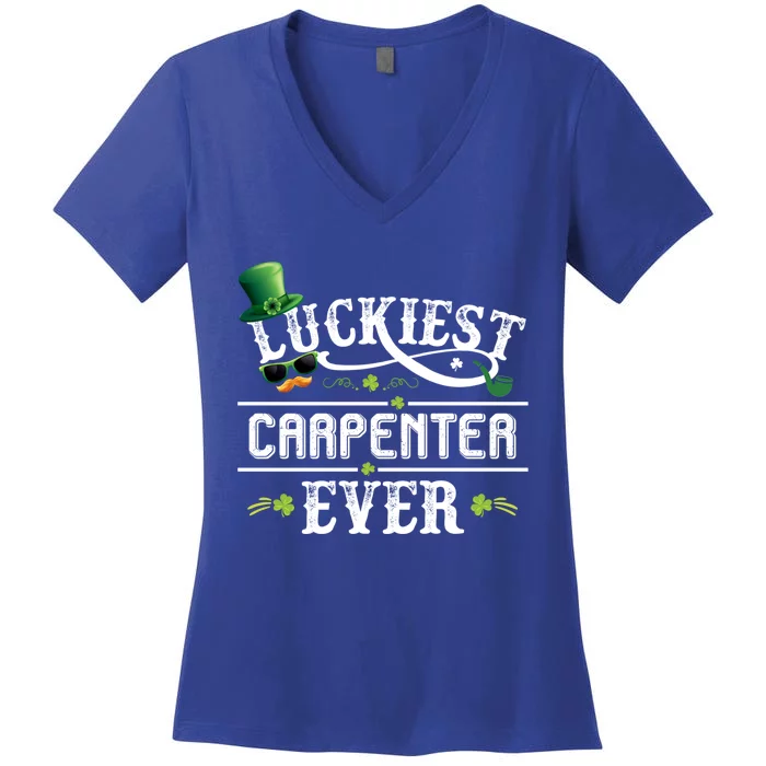 Luckiest Carpenter Ever Leprechaun Hat St Patrick Day Gift Women's V-Neck T-Shirt