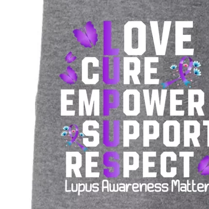 Love Cure Empower Support Respect Lupus Awareness Gift Doggie 3-End Fleece Hoodie