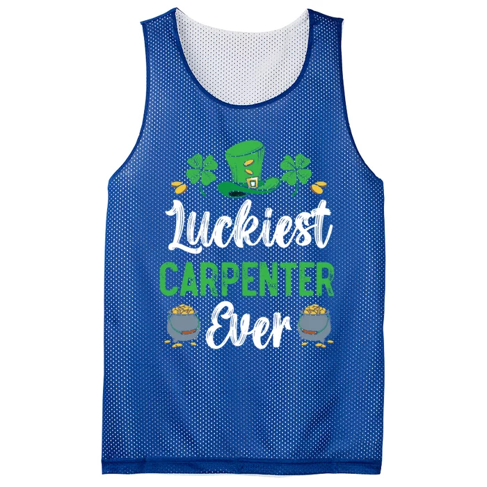 Luckiest Carpenter Ever St Patrick's Saint Pattys Day Funny Gift Mesh Reversible Basketball Jersey Tank