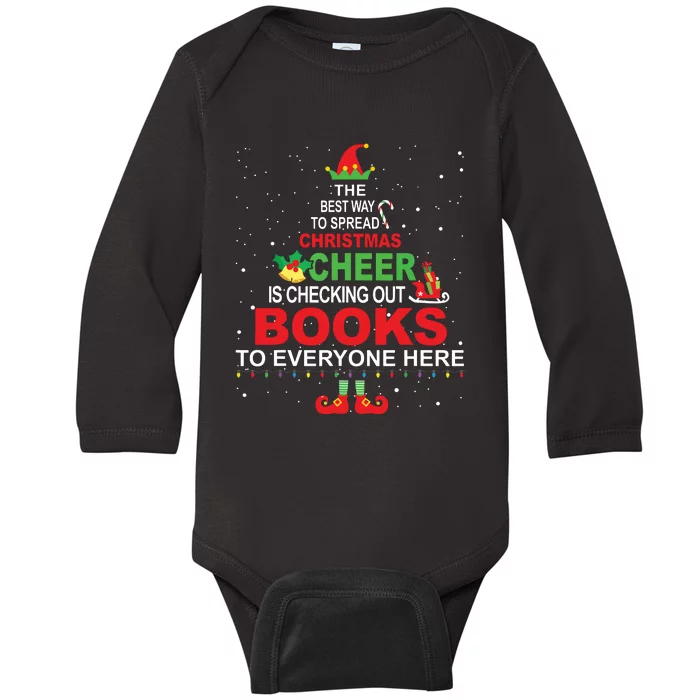 Librarian Christmas Elf Cheer Christmas Baby Long Sleeve Bodysuit